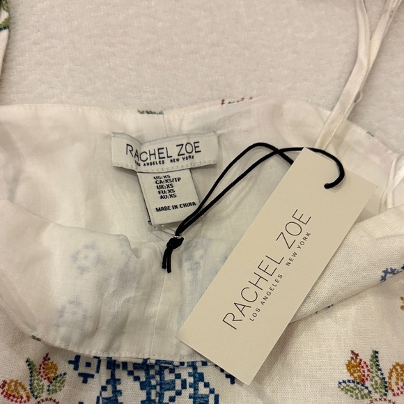 Rachel Zoe Floral Strap Tie Top with Blue and Pink Accents - Picture 3 of 4